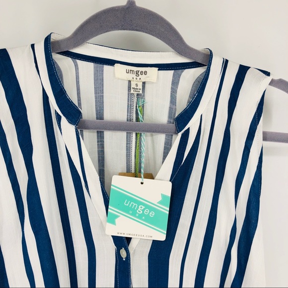 NWT Umgee Striped Navy White Striped Tunic Dress S - Picture 6 of 7